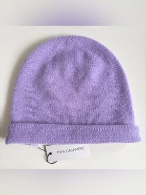 Carolyn Donnelly The Edit 100% Cashmere Rounded Crown Lilac Beanie Hat OS